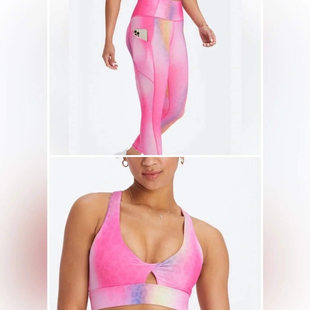 Fabletics Pink Ombre Leggings & Sports Bra Set